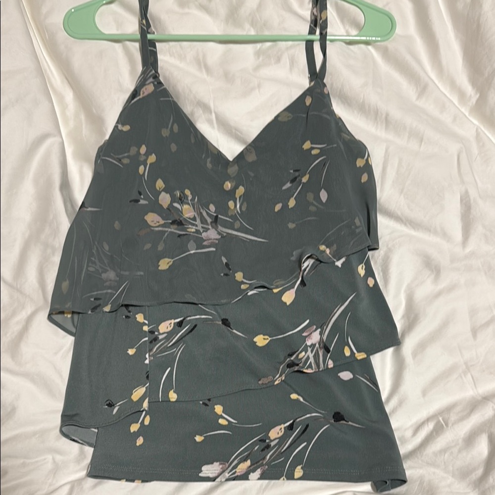 NWOT White House Black Market Floral Layered Camisole - Gray and Yellow